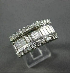ANTIQUE WIDE 1.82CT DIAMOND BAGUETTE & ROUND 14KT W GOLD ANNIVERSARY RING #2137