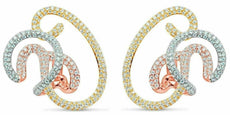 ESTATE LARGE 3.23CT DIAMOND 18KT TRI COLOR GOLD 3D MULTI SHAPE HANGING EARRINGS