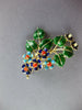 LARGE AAA OPAL & CORAL & ENAMEL 14KT YELLOW GOLD FLOWER LEAF BROOCH PIN PENDANT