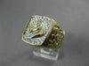 ANTIQUE LARGE 14KT WHITE & YELLOW GOLD NUGGET RECTANGULAR HORSE RING 15mm #22458