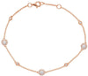 .39CT DIAMOND 14KT ROSE GOLD 3D CLASSIC FLOWER BY THE YARD LOVE TENNIS BRACELET