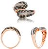 WIDE .87CT WHITE & CHOCOLATE FANCY DIAMOND 14K ROSE GOLD 3D MULTI ROW SNAKE RING
