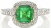 2.32CT DIAMOND & AAA EMERALD 18KT WHITE GOLD SQUARE & ROUND SOLITAIRE HALO RING