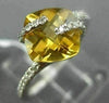 ESTATE 2.64CT DIAMOND & AAA CITRINE 14KT WHITE GOLD CRISS CROSS SQUARE FUN RING