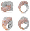 EXTRA LARGE 6.02CT WHITE & PINK DIAMOND 18K WHITE & ROSE GOLD 3D MULTI ROW RING