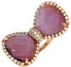 ESTATE 9.0CT DIAMOND & AAA AMETHYST 14KT ROSE GOLD 3D CLASSIC BOW FUN RING
