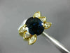 ESTATE LARGE 3.10CT DIAMOND & AAA SAPPHIRE 18K YELLOW GOLD 3 ROW ENGAGEMENT RING