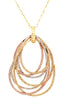 ESTATE LARGE 1.80CT DIAMOND 18K TRI COLOR GOLD 3D TEAR DROP TRINITY LOVE PENDANT