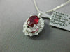 LARGE 1.62CT DIAMOND & AAA RUBY 18KT WHITE GOLD 3D OVAL DOUBLE HALO PENDANT