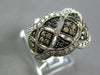 .76CT WHITE BLACK & MOCHA DIAMOND 14KT WHITE GOLD 3D SQUARE TRIANGULAR FUN RING
