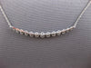 ESTATE .56CT DIAMOND 18K WHITE GOLD ROUND GRADUATING BAR HAPPY FACE FUN NECKLACE