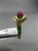 ESTATE WIDE 1.32CT DIAMOND & AAA RUBY 14K YELLOW GOLD FLOWER ENGAGEMENT RING 132