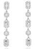 .94CT DIAMOND 14K WHITE GOLD ROUND & BAGUETTE OCTAGON & HEXAGON HANGING EARRINGS