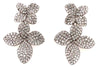 LARGE 2.43CT DIAMOND 18K WHITE GOLD DOUBLE 4 LEAF CLOVER FLOWER HANGING EARRINGS
