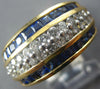 WIDE 1.99CT DIAMOND & AAA SAPPHIRE 18KT YELLOW GOLD MULTI ROW ANNIVERSARY RING
