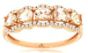 ESTATE .89CT DIAMOND & AAA MORGANITE 14K ROSE GOLD OVAL & ROUND ANNIVERSARY RING