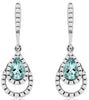 .52CT DIAMOND & AAA AQUAMARINE 14KT WHITE GOLD PEAR SHAPE FUN HANGING EARRINGS