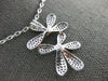 LARGE DIAMOND & AAA SAPPHIRE 18KT WHITE GOLD DOUBLE FLOWER BUTTERFLY FUN PENDANT