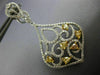 ESTATE 3.60CT WHITE & FANCY YELLOW DIAMOND 18K 2 TONE GOLD 3D TEAR DROP EARRINGS