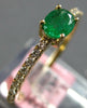 ESTATE .45CT DIAMOND & AAA EMERALD 14KT YELLOW GOLD OVAL & ROUND FRIENDSHIP RING