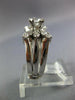 ANTIQUE .61CT DIAMOND 14KT WHITE GOLD ROUND FLOWER INSERT ENGAGEMENT RING #27066