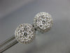 LARGE .77CT DIAMOND 18KT WHITE GOLD 3D ROUND CLUSTER HALO CLASSIC STUD EARRINGS