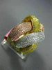 EXTRA LARGE 2.18CT MULTI COLOR DIAMOND 18KT TRI COLOR GOLD 3D CRISS CROSS RING