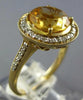 LARGE 2.87CT DIAMOND & AAA YELLOW TOPAZ 14K YELLOW GOLD ROUND HALO FILIGREE RING
