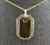 ESTATE .40CT DIAMOND 14K YELLOW GOLD 3D CLASSIC OCTAGON DOG TAG FLOATING PENDANT