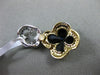 ESTATE .23CT DIAMOND & ONYX 14KT TWO TONE GOLD 3D DOUBLE FLOWER FLOATING PENDANT