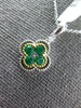 .50CT DIAMOND & AAA EMERALD 18KT TWO TONE GOLD 4 LEAF CLOVER FLOWER LOVE PENDANT