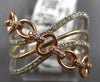 WIDE .48CT DIAMOND 14KT WHITE & ROSE GOLD MULTI ROW CRISS CROSS LOVE KNOT RING