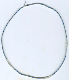 5.12CT DIAMOND & AAA SAPPHIRE 18KT WHITE GOLD 3D GRADUATING TENNIS LOVE NECKLACE