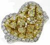 LARGE 2.99CT WHITE & FANCY YELLOW DIAMOND 18KT 2 TONE GOLD MULTI SHAPE LOVE RING