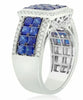 ESTATE 3.50CT DIAMOND & AAA SAPPHIRE 14K WHITE GOLD ROUND & SQUARE HALO FUN RING