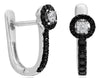 .41CT WHITE & BLACK DIAMOND 14KT WHITE GOLD 3D FLOWER LEVERBACK HANGING EARRINGS