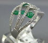 LARGE 1.34CT DIAMOND & AAA EMERALD 14KT WHITE GOLD 3D LOVE KNOT ETOILE FUN RING