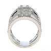LARGE 1.28CT DIAMOND 18K WHITE GOLD 3D ROUND & BAGUETTE DOUBLE SQUARE 3 ROW RING