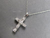 ESTATE .50CT DIAMOND 14KT WHITE GOLD 3D CLASSIC ROUND & BAGUETTE CROSS PENDANT