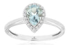 .75CT DIAMOND & AAA AQUAMARINE 14KT WHITE GOLD PEAR SHAPE & ROUND HALO LOVE RING