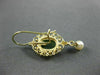 ANTIQUE JADE & SOUTH SEA PEARL 14K YELLOW GOLD 3D FILIGREE OVAL HANGING EARRINGS