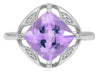 2.82CT DIAMOND & AAA AMETHYST 14K WHITE GOLD 3D CUSHION & ROUND GEOMETRICAL RING