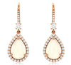 3.06CT DIAMOND & AAA OPAL 14KT ROSE GOLD 3D PEAR SHAPE & ROUND HANGING EARRINGS