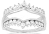 ESTATE .85CT DIAMOND 14KT WHITE GOLD 3D CLASSIC INSERT V SHAPE ANNIVERSARY RING
