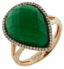 .18CT DIAMOND & AAA GREEN AGATE 14KT ROSE GOLD PEAR SHAPE CLASSIC HALO FUN RING