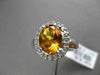 ESTATE LARGE 2.48CT DIAMOND & AAA EXTRA FACET CITRINE 14KT WHITE GOLD HALO RING