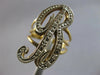 ESTATE LARGE .25CT DIAMOND 14KT WHITE & YELLOW GOLD R INITIAL DOUBLE PLATE RING