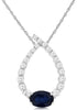 .98CT DIAMOND & AAA SAPPHIRE 14K WHITE GOLD 3D OVAL & ROUND JOURNEY LOVE PENDANT