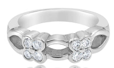 ESTATE .45CT DIAMOND 14KT WHITE GOLD 3D ROUND 8 STONE DOUBLE FLOWER FUN RING