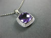 ESTATE 1.52CT DIAMOND & AAA AMETHYST 14KT WHITE GOLD CUSHION SQUARE HALO PENDANT